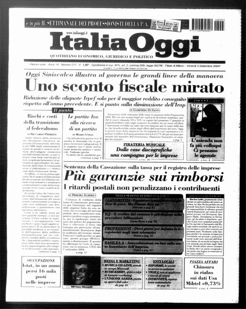 Italia oggi : quotidiano di economia finanza e politica